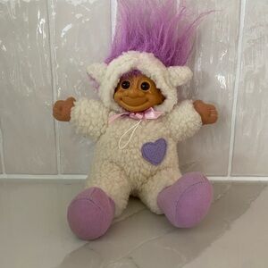 Vintage Russ Troll Doll Lamb Costume Purple Hair 8" Soft Body